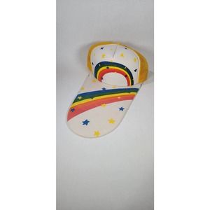 Vintage Rainbow and Stars Print Snap Back Trucker Hat with Comically Long Bill